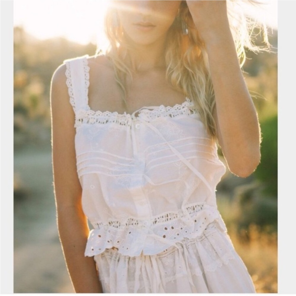 Spell And The Gypsy Casablanca White Lace Button-Up Blouse